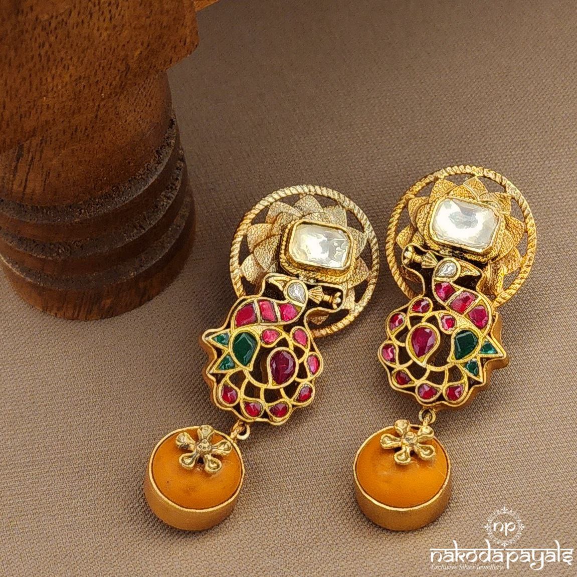 Peacock Kundan Earrings (Ge10041)