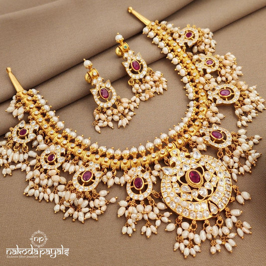 Guttapusalu Half Moon Neckpiece With Earrings(Gn9607)