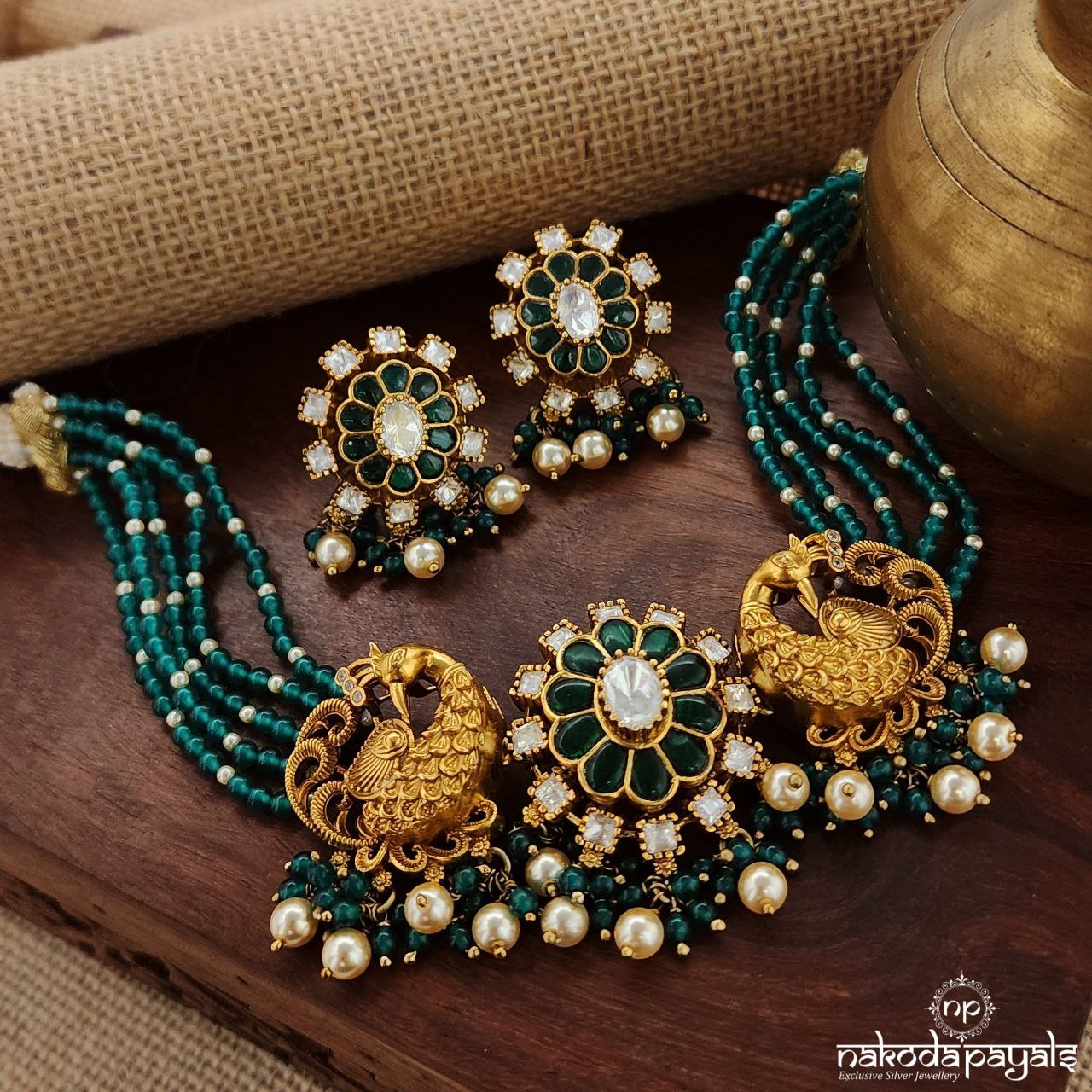 Green Kundan Choker With Earrings (Gn8749)