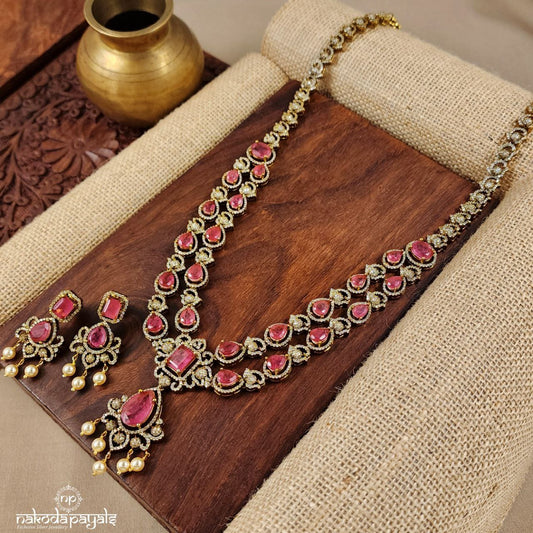 Gulab Pearled Drop Neckpiece With Earrings (Gn8588)