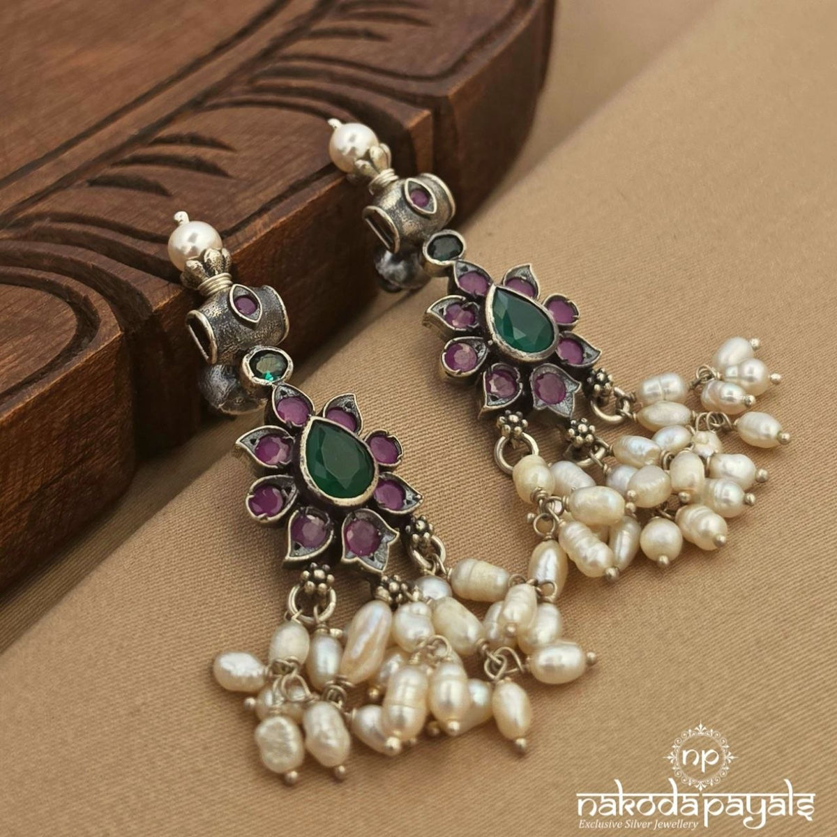 Pearled Green Chandbali (C4324)