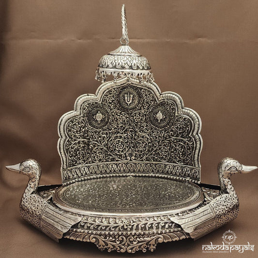 Shanku & Chakra Oxidised Sighasan/Peeta (Aa2503)