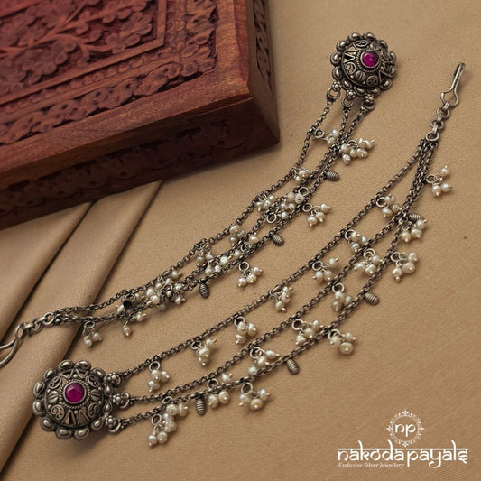 Pink Circular Stud With Maati (M0466)