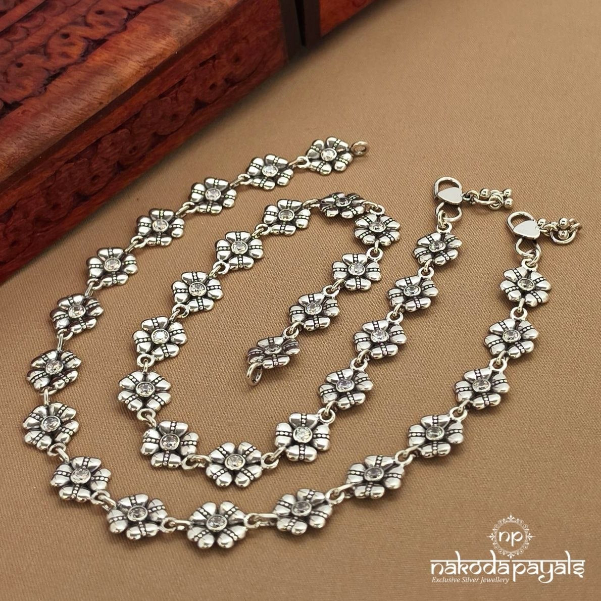 Floral Semi Precious Anklet (A6902)