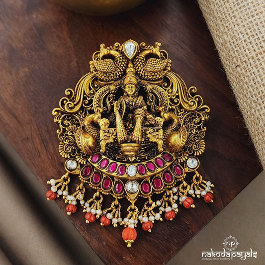 Coral Drop  Kundan Lakshmi Pendant (Gp2116)