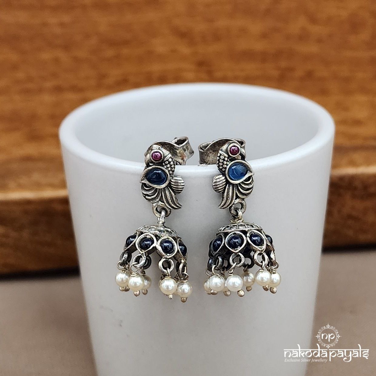 Emerald Blue Peacock Jhumka (J1451)