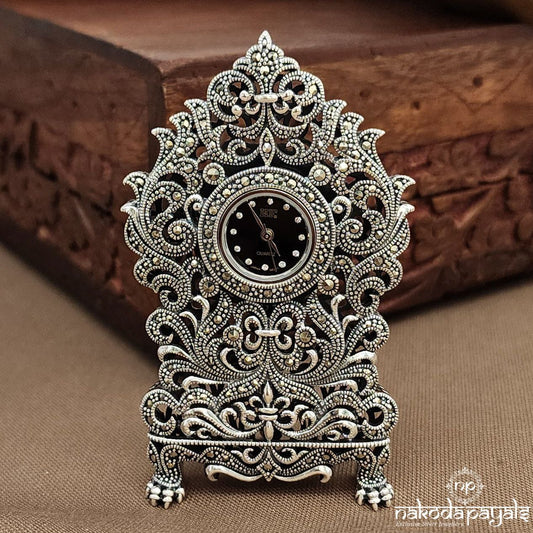 Marcasite Circular Black Table Watch (W0280)