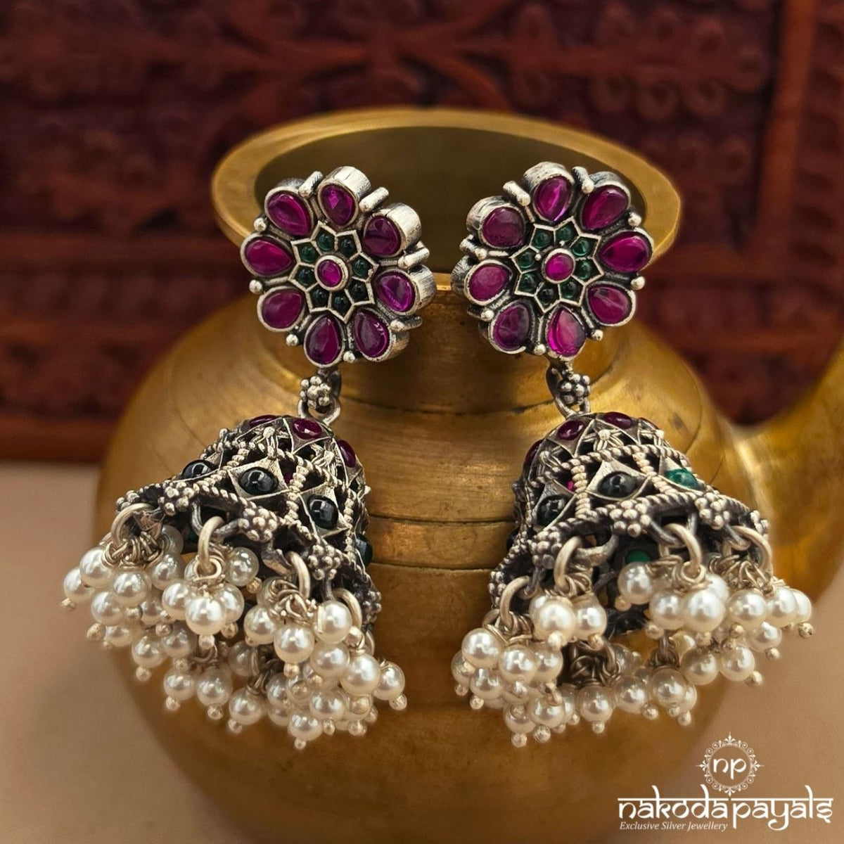 Pearly Floral Jhumka (J1879)