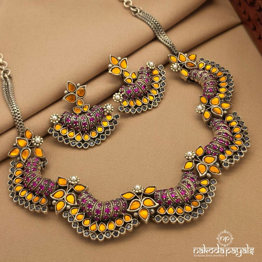 Glorious Oxidised Neckpiece With Earrings (N11929)