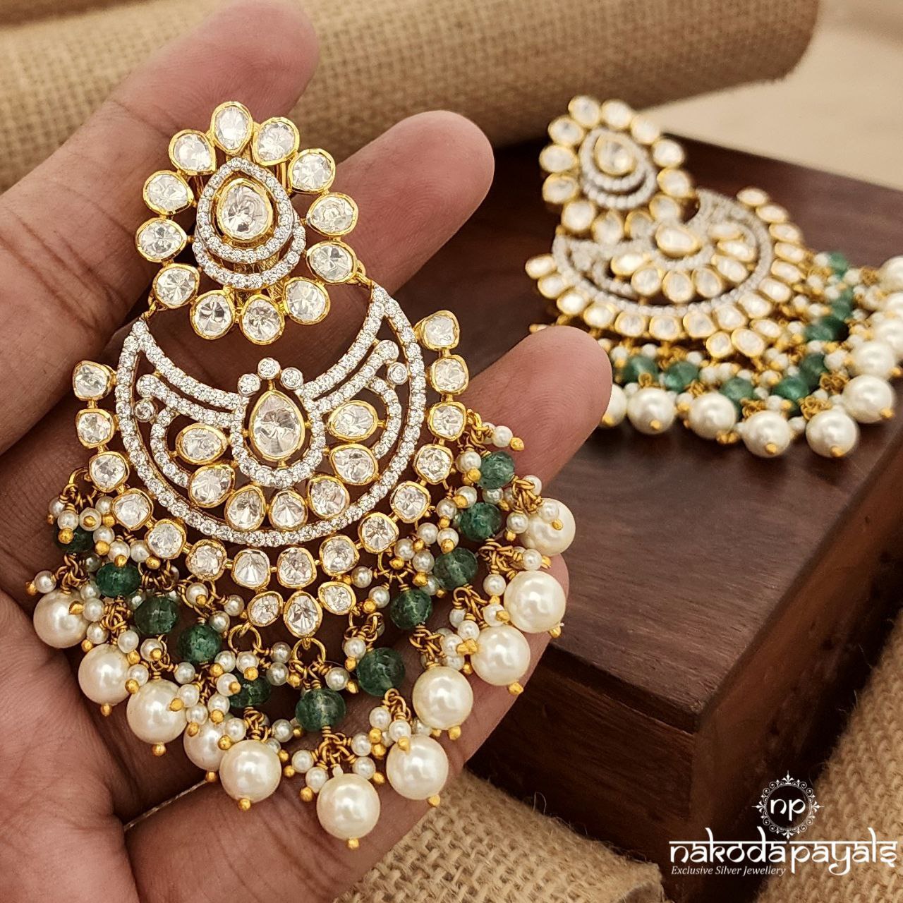 Half Moon Moissanite Chandbali(Ge9403)