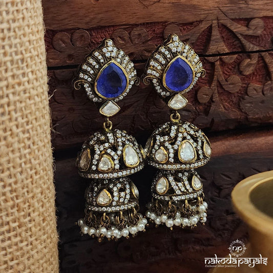 Double Layer Amethyst Jhumka (Ge10111)