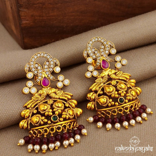 Shiny White Jhumka (Ge10234)