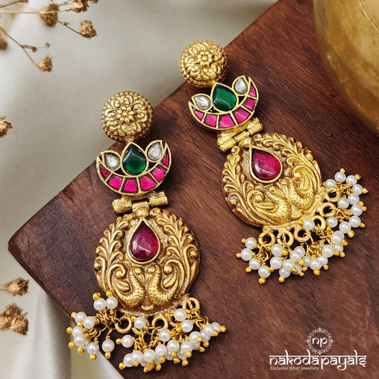 Peacock MultiColor Kundan Earrings (Ge8787)