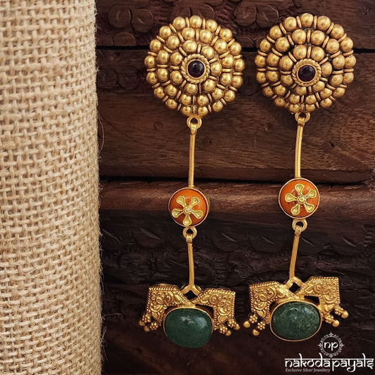 Floral Green Drop Earrings (Ge9782)