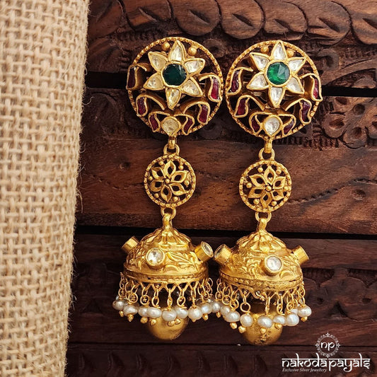 Traditional Ball Drop Kundan Earrings (Ge9908)