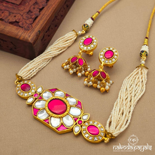 Exemplary Kundan Pearl Neckpiece With Earrings ( Gn10398)
