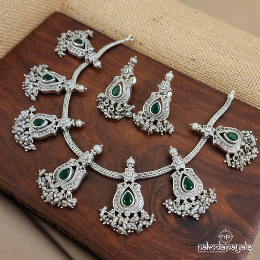 Lotus Drop Belt Neckpiece With Earrings (N10568)