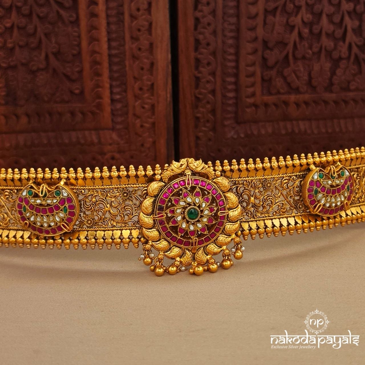 Twin Peacock Kundan Waistbelt (D0254)