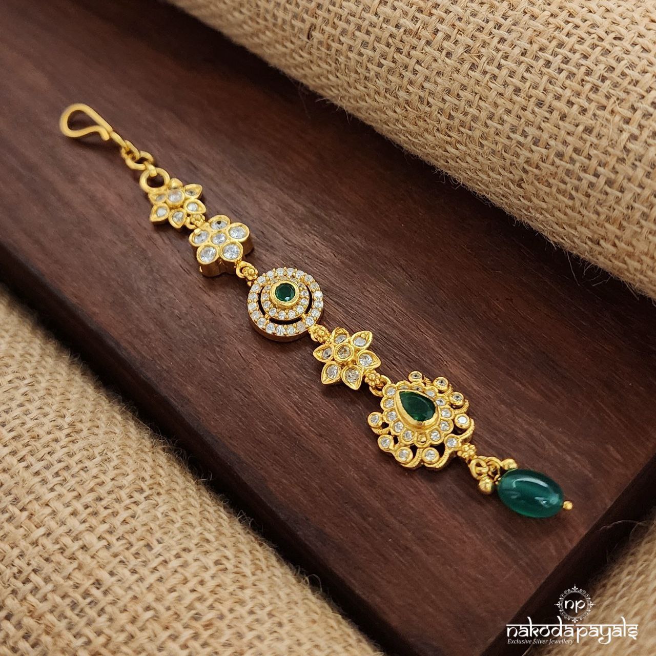 Emerald Green Drop Maang Tika (Gm1015)