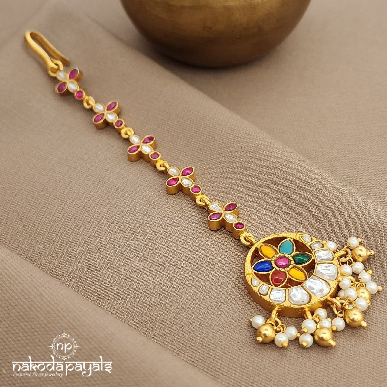 Half Moon Navaratna Maang Tikka (Gm1087)