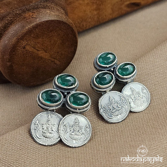 Greenish Lakshmi Coin Studs (S3616a)