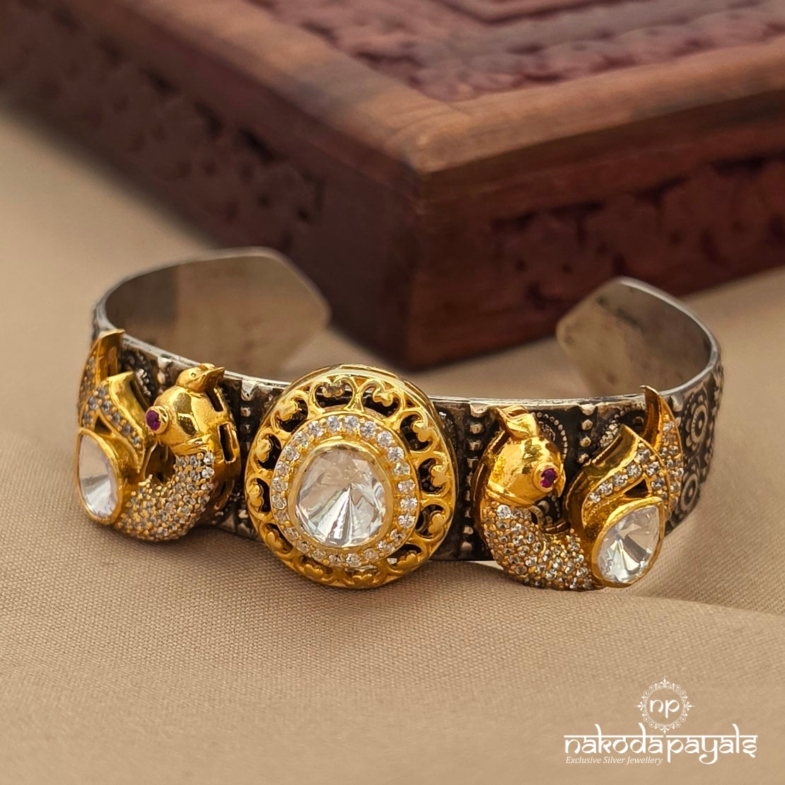 Endearing Moissanite Adjustable Cuff Kada (K6340)