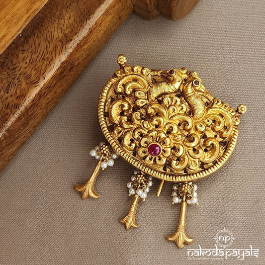 Twin Peacock Drop Pendant Cum Hair Accessories (Ha0053)