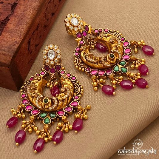 Red Drop Pearly Chandbali (Ge10623)