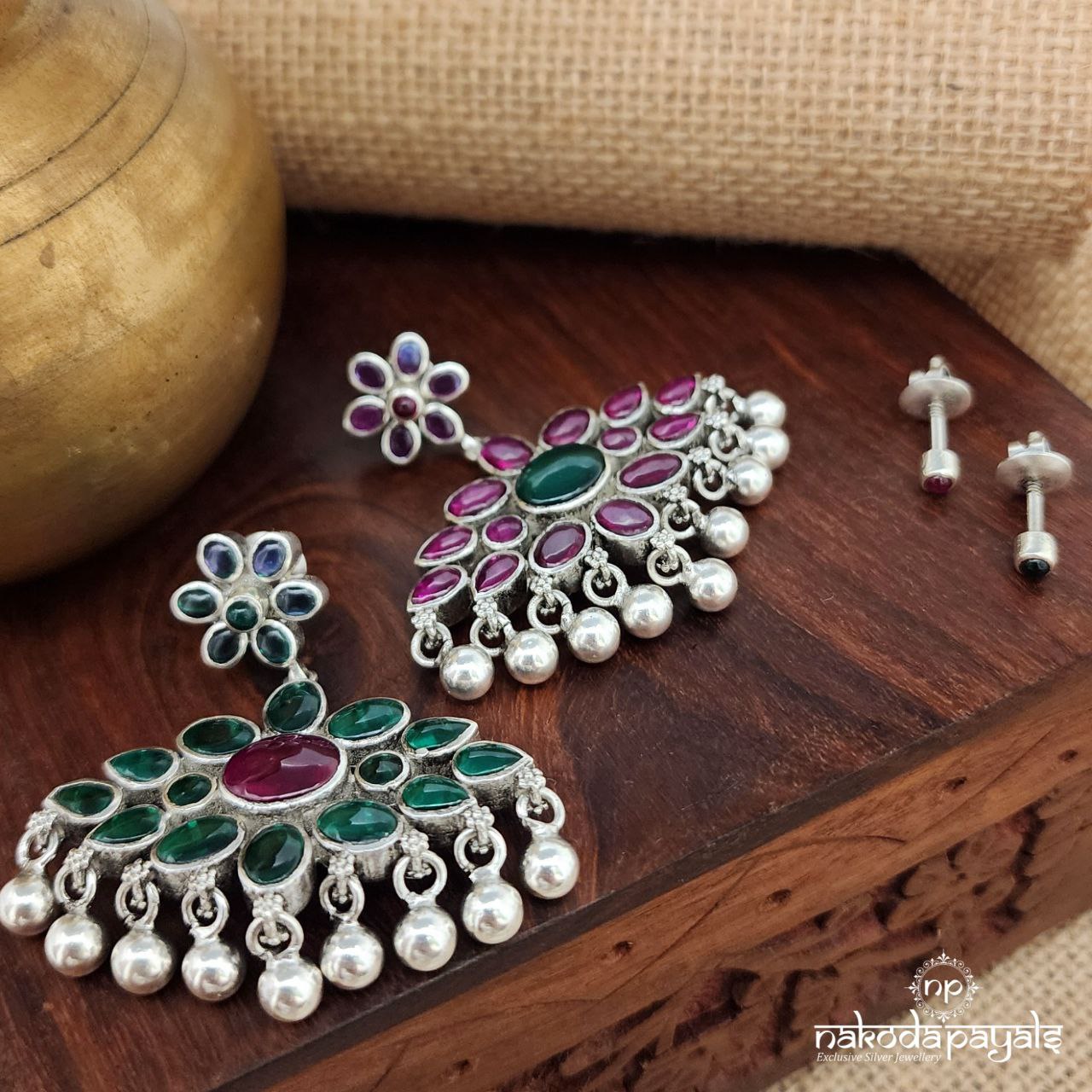 Reversible Green & Pink Chandbali (C3285)