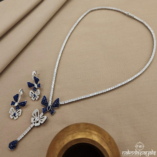 Charming Blue Neckpiece With Earrings (St3469)