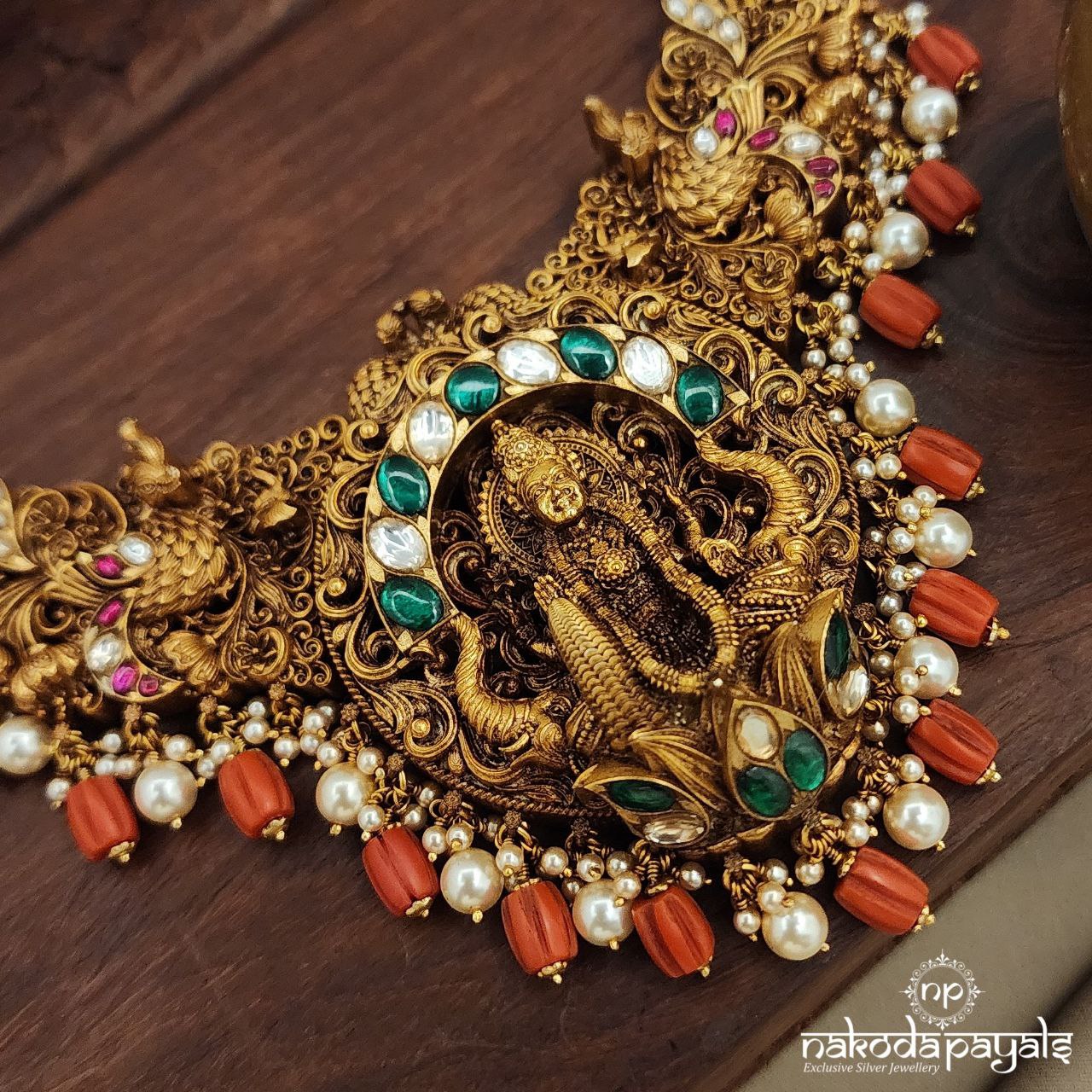 Maha Lakshmi Coral Drop Neckpiece (Gn8630)