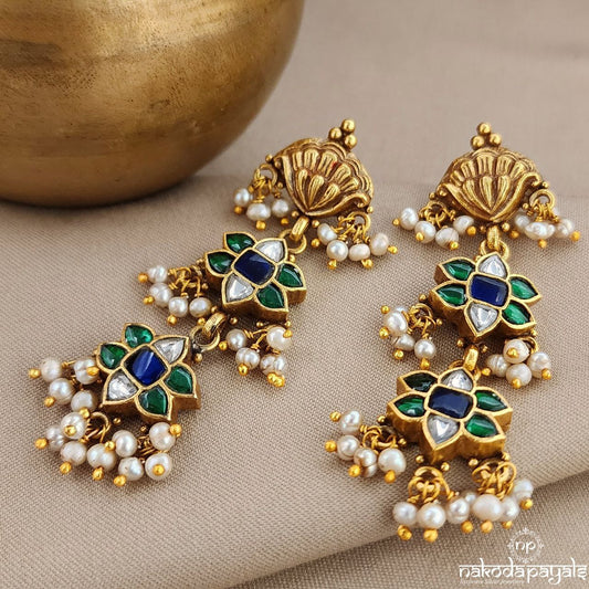 Floral Kundan Earrings (Ge8956)