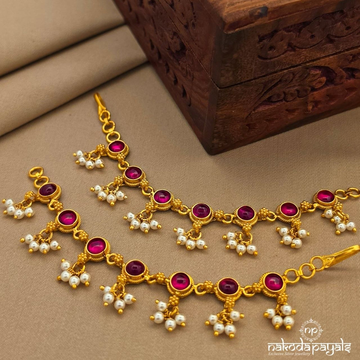 Pinkish Round Pearl Maati (Gm1311)