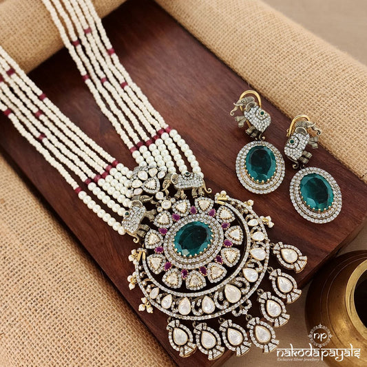 Elephant Moissanite Neckpiece With Earrings (Gn8946)