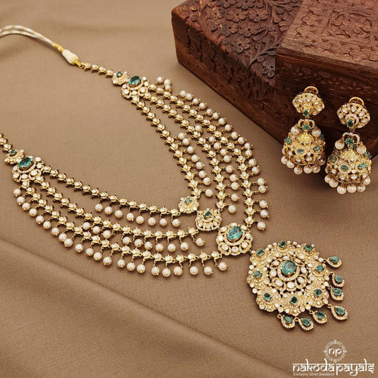 Moissanite Pearled Drop Neckpiece Set (Gn9693)