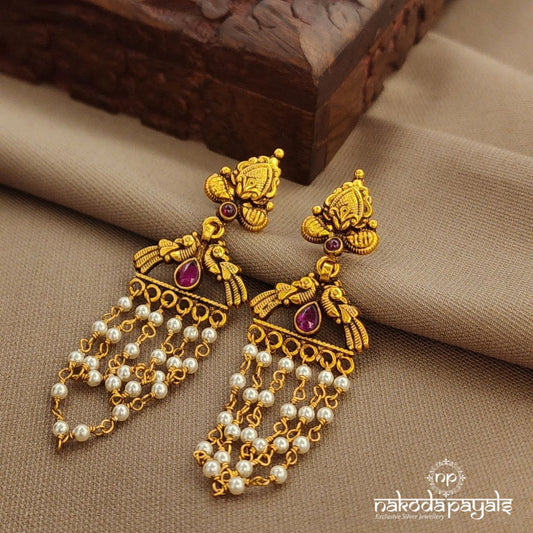 Twin Peacock Pink Earrings (Ge10299)