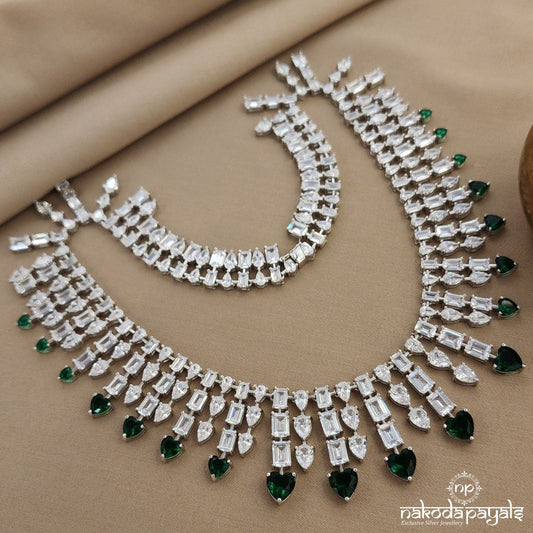 Emerald Green Heart Neckpiece  (St3445)