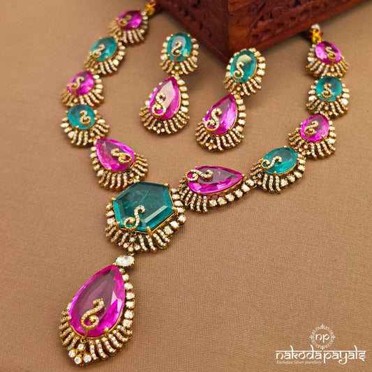 MultiColor Neckpiece With Earrings (Gn10048)