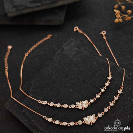 Rose Gold MOP Butterfly Anklets (A6135)