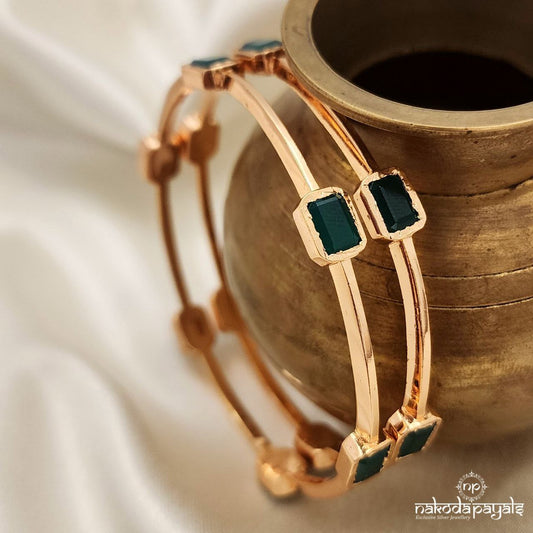 Rectangular Green Bangles Pair (Gk2921)