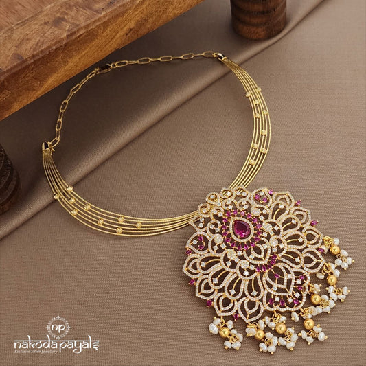 Red CZ Pearled Drop Hasli (Gn9452)