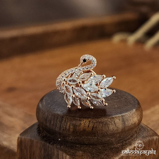 Rose Gold Swam White Lapel Pin (St3670)