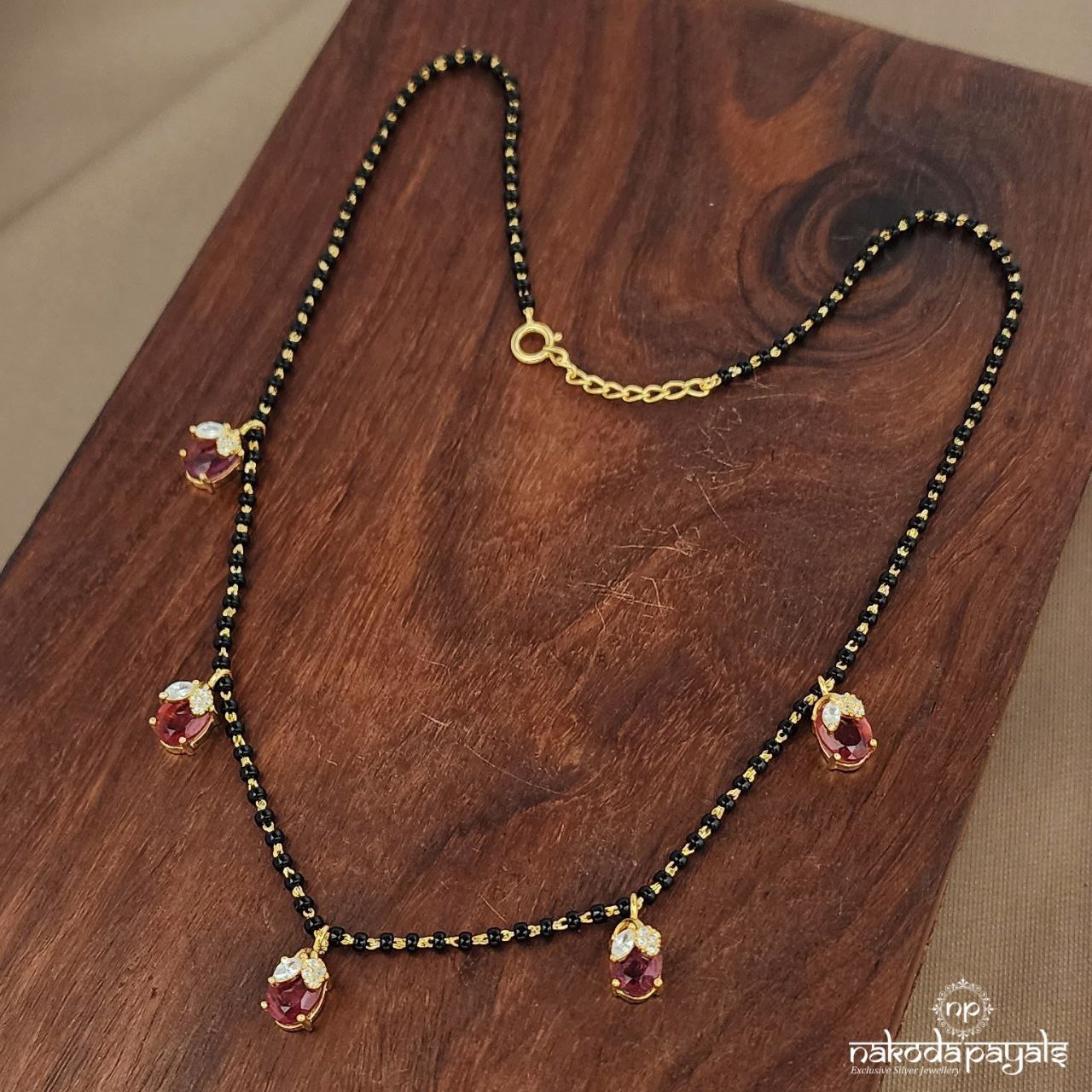 Red  CZ  Mangalsutra  (Ms0593)