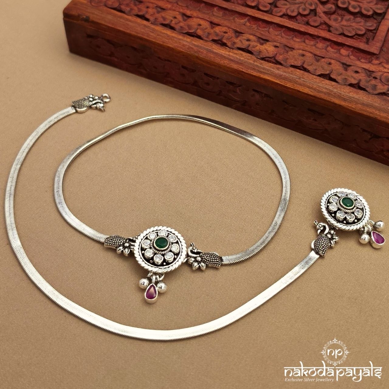 Sparkling Ruby Drop Anklets (A6979)