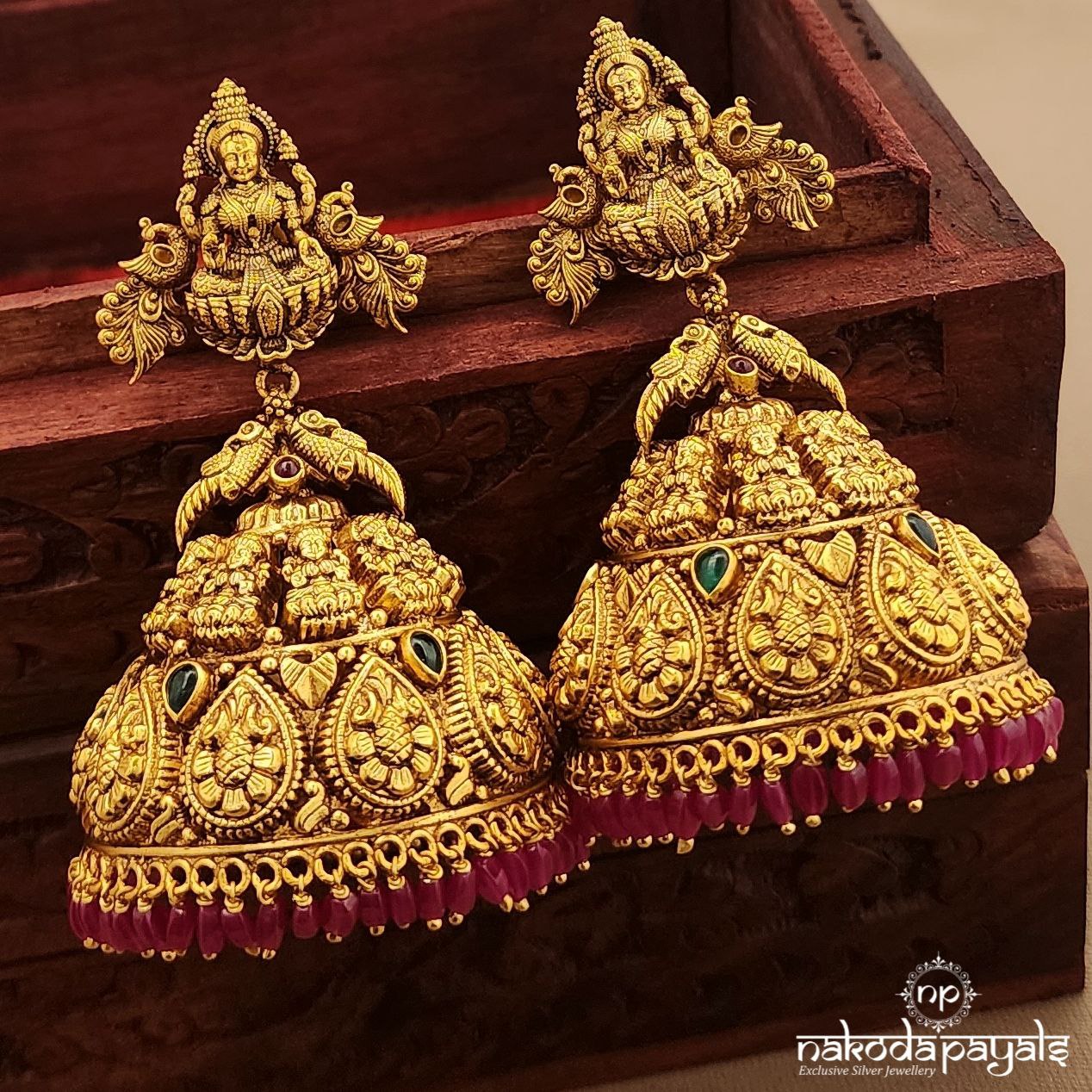 Lakshmi Pink Drop Big Jhumka (Ge10398)