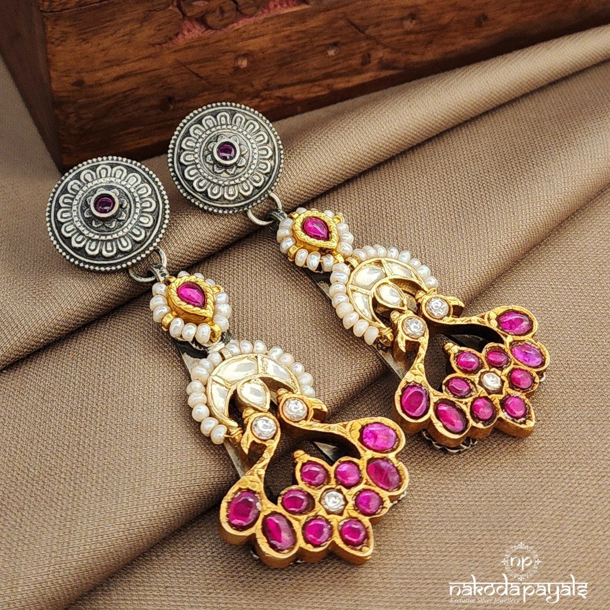 Dual Tone Kundan Earrings (C3872)