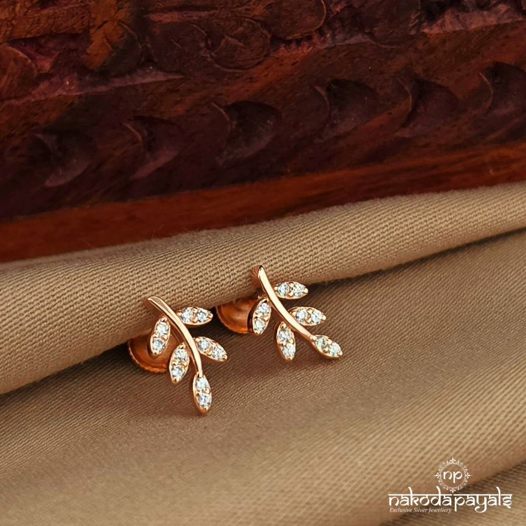 Rose Gold Leafy Studs (St3950)