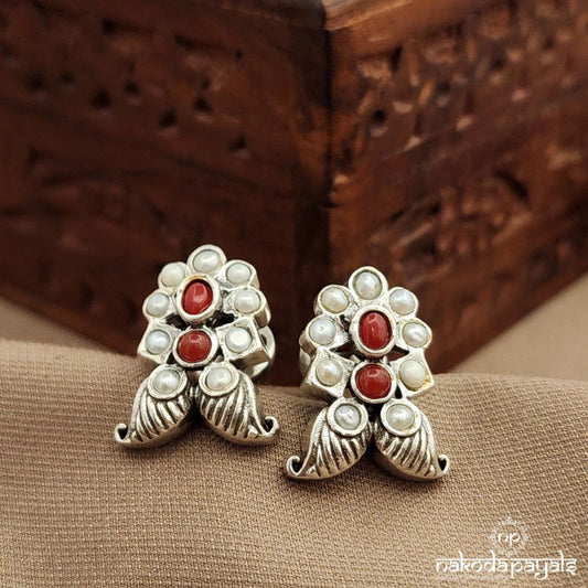 Coral & Pearled Studs (S3805)
