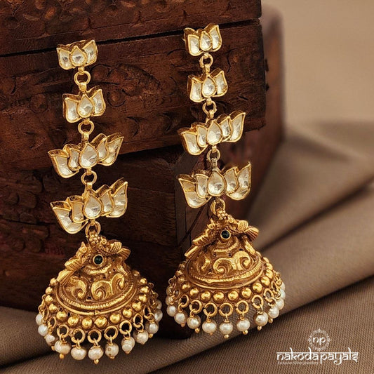 Lotus Kundan Jhumka (Ge10347)