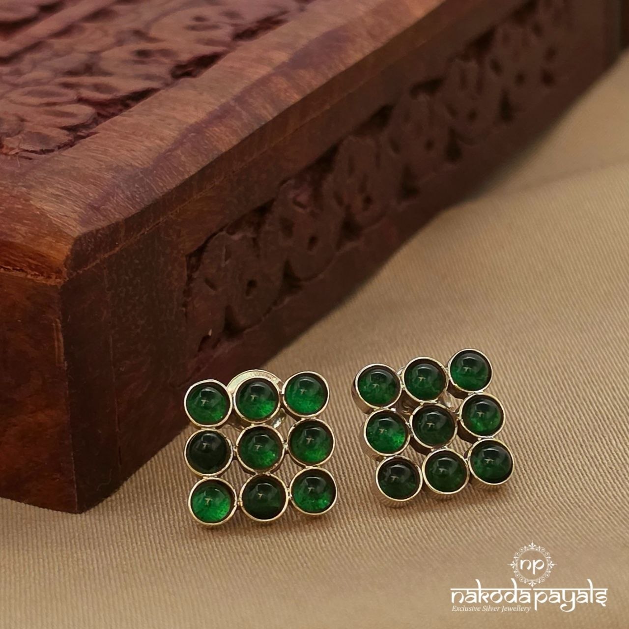 Squarish Green Studs (S9655)